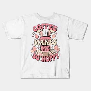 Coffee Makes Me So Hoppy, Easter Bunny, Retro Easter, Funny Easter Day Kids T-Shirt